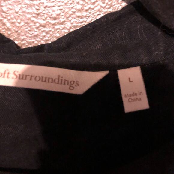 Soft Surroundings  Black  Jacquard  Long Sleeve  Dress  Large - Picture 6 of 7